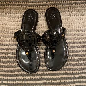 Tory Burch Miller Sandals Black Patent Leather